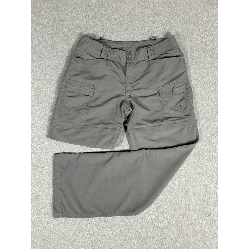 The North Face Womens Size 12 Gray Convertible Zip Off Cargo Hiking Pants Nylon